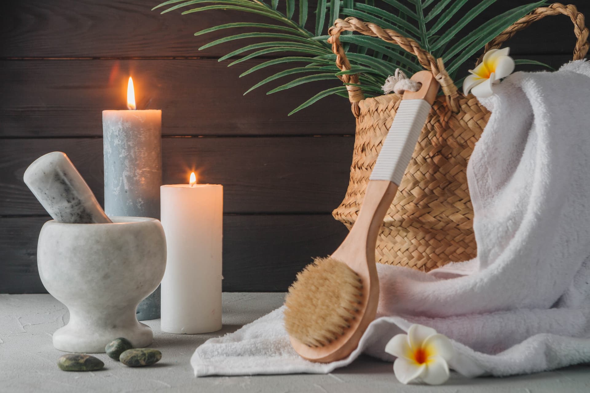 Serene spa treatment room with candles and holistic elements at Private Couple Hamam Istanbul